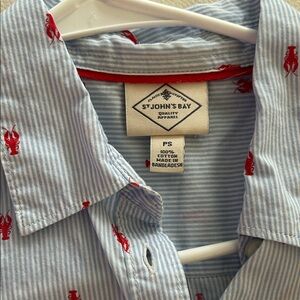 St. John's Bay Light Blue and Red Lobster Print Shirt